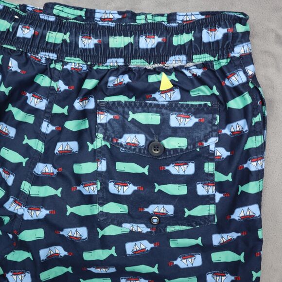 St Johns Bay Shorts Mens M Blue All Over Print Drawstring Mid Waist Swim Trunks - Picture 14 of 16